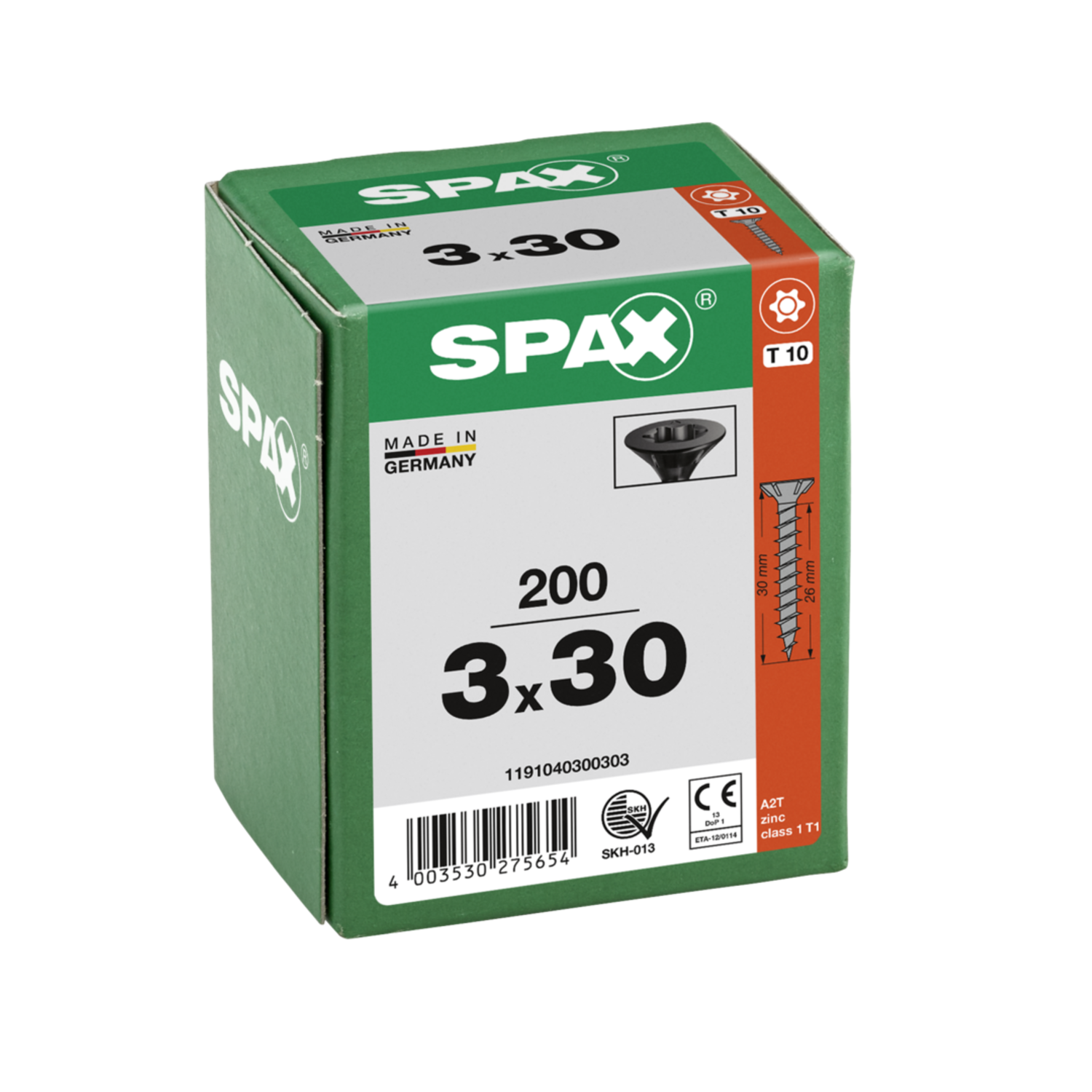 Houtschroef zwart SPAX-S PK Pozidrive met verzonken kop 3 x 30