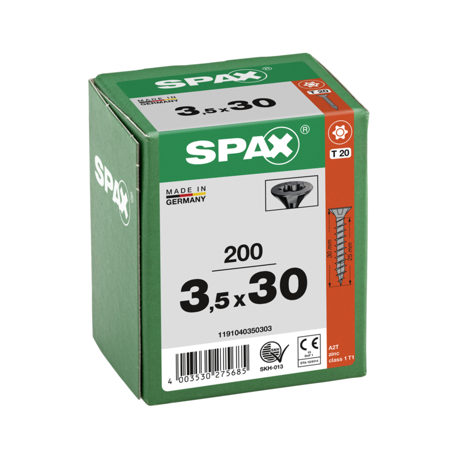 Houtschroef zwart SPAX-S PK Pozidrive met verzonken kop 3.5 x 30