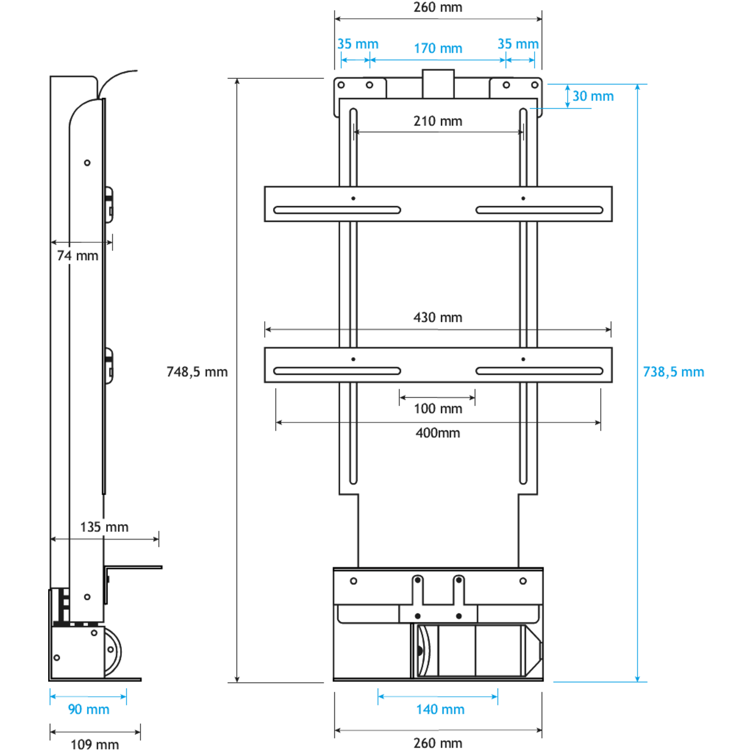 Tv lift flatscreen 600 60 kg
