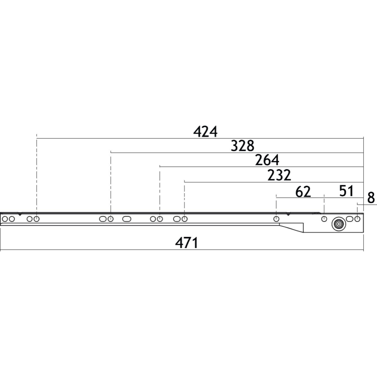 Tf-line geleider voor mand l.494mm antraciet