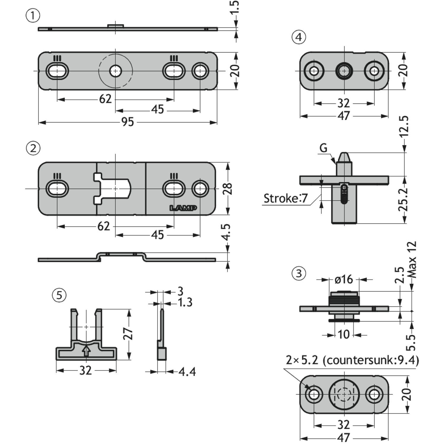 Pth30 pivot koppel-scharnier-set rvs