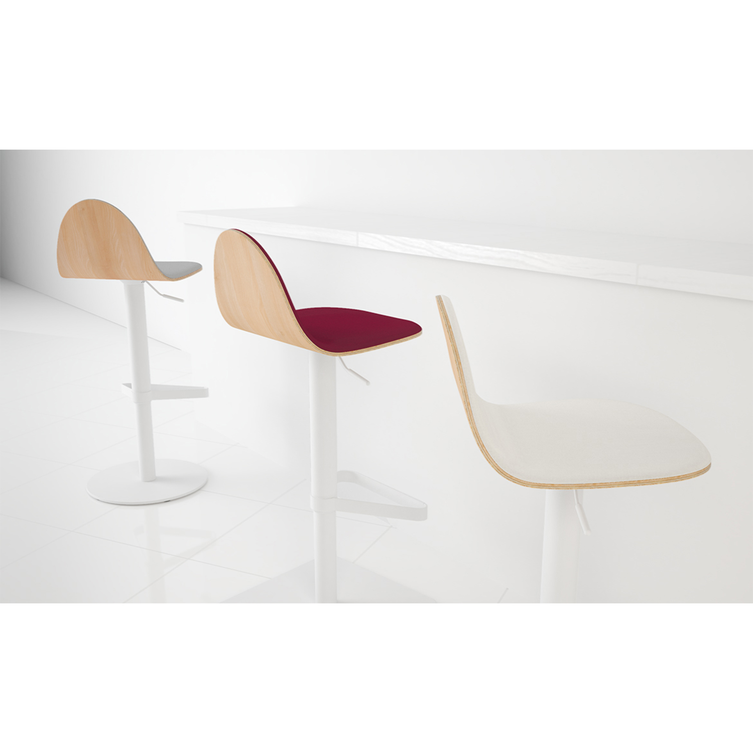 Tabu regelbare kruk rond wit/bekleed mystic antrac