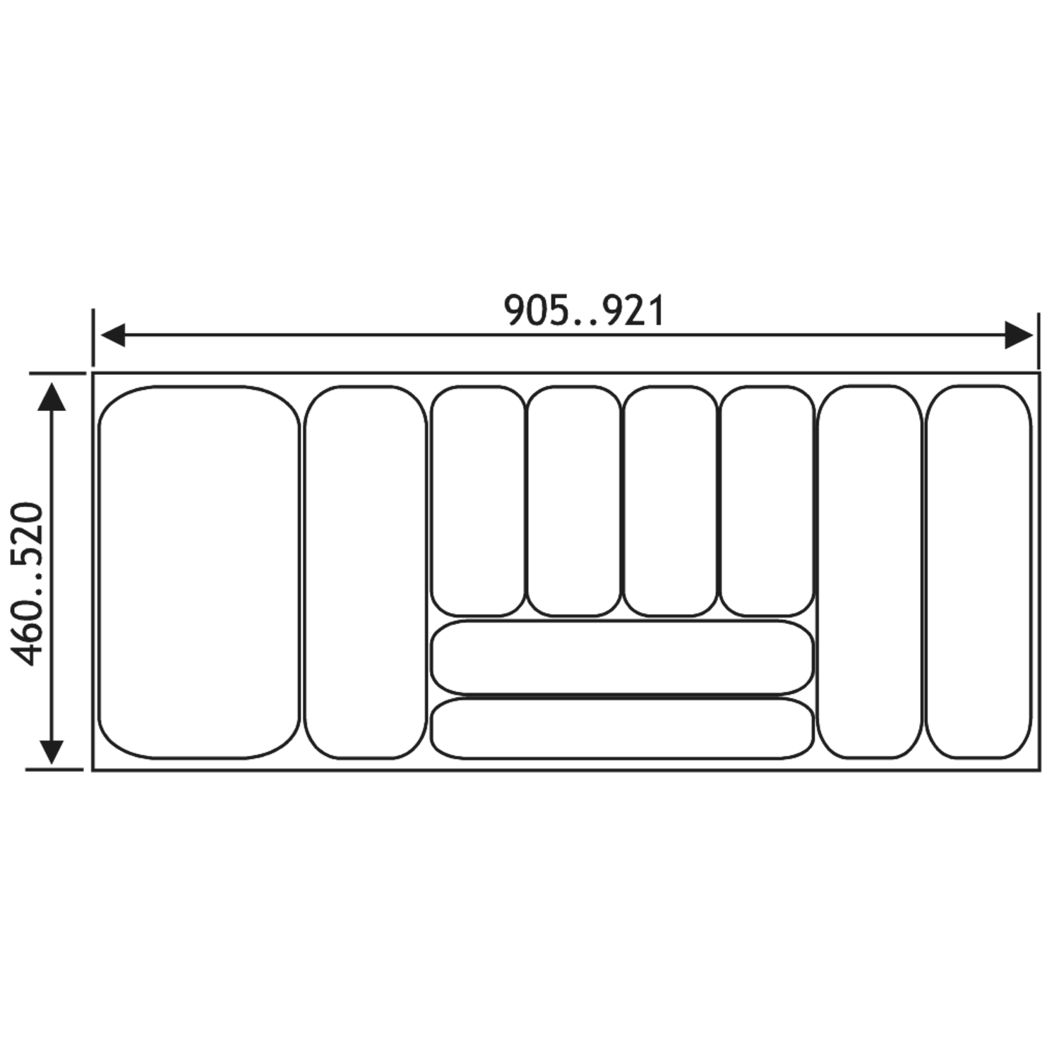 Inleglade flexy b921-905x d520-460mm antraciet