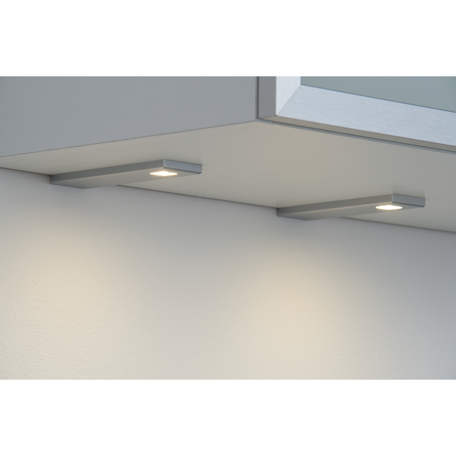 Set 3 d'lau Led rechthoekige onderbouw 3W 3200K RVS look touch 10w met dimmertransfo