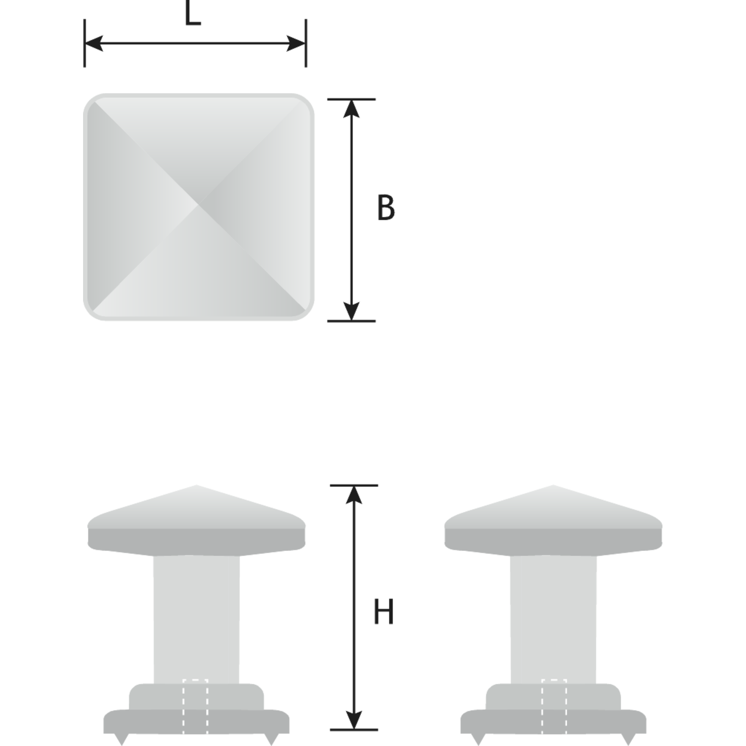Knop tower square+achterplaatje zwart mat ijzerkl.