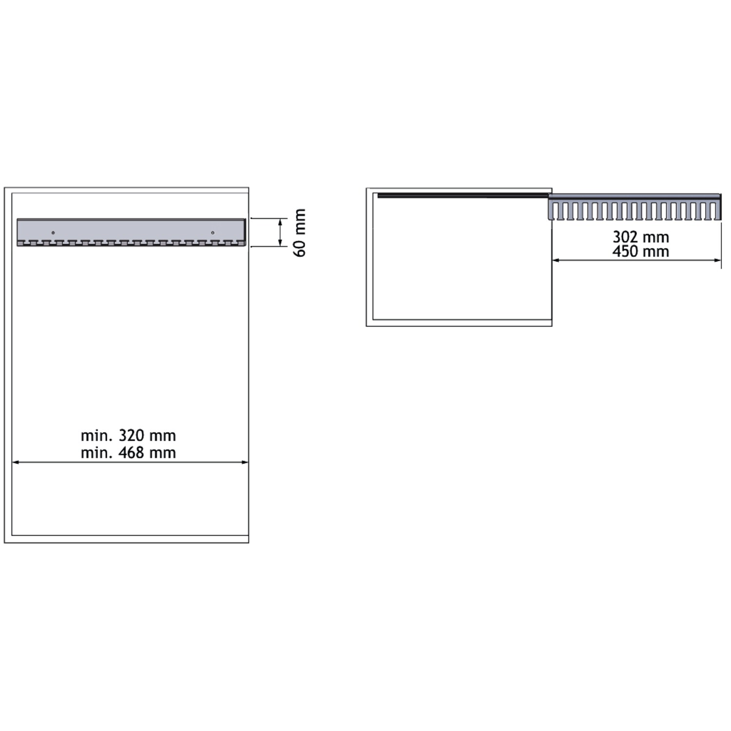 Chic line dassenhouder antraciet  l.310mm links