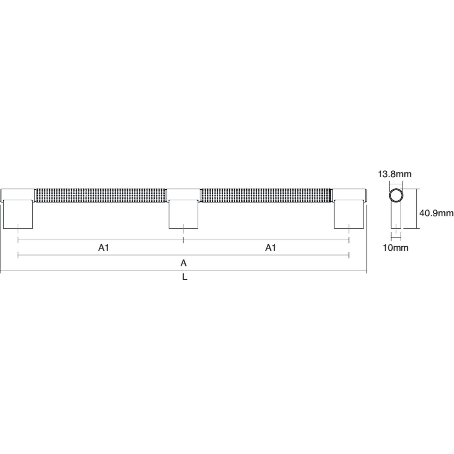 Greep POINT BA960-480 L996 rvs geborsteld messing cava
