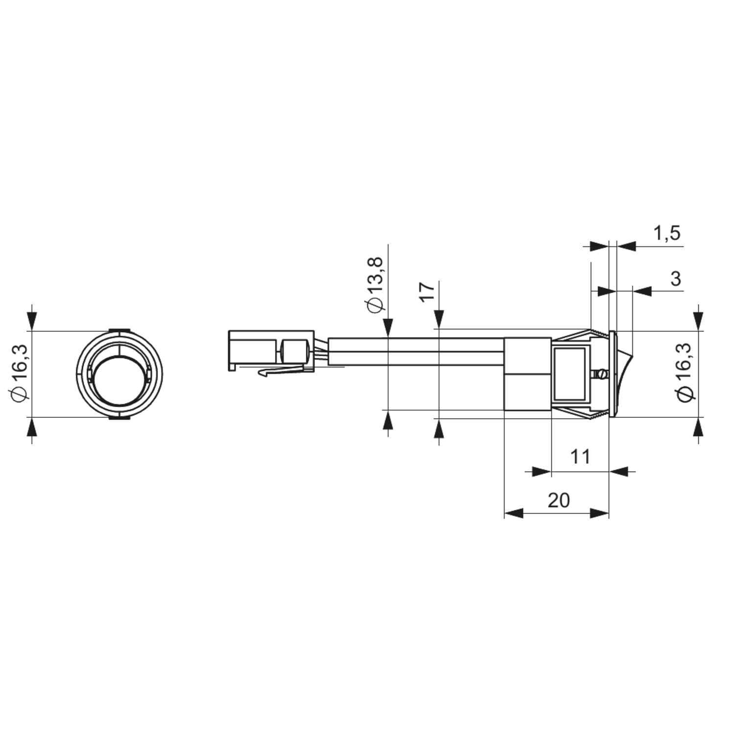 Mec Driver wipschakelaar zwart