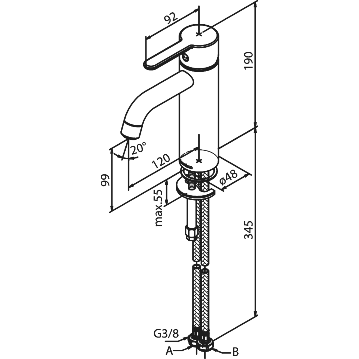 Damixa silhouet vr wastafel medium matzwart