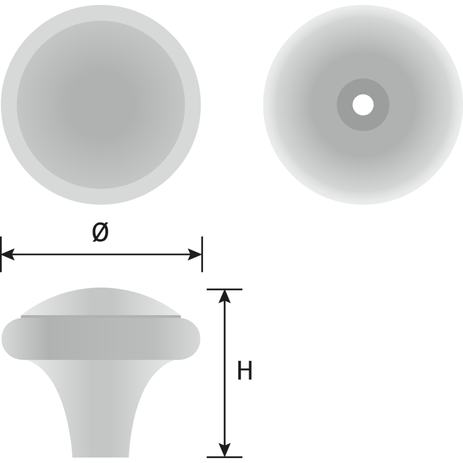 Knop snowdon gietijzer ijzerkleur dia. 38mm