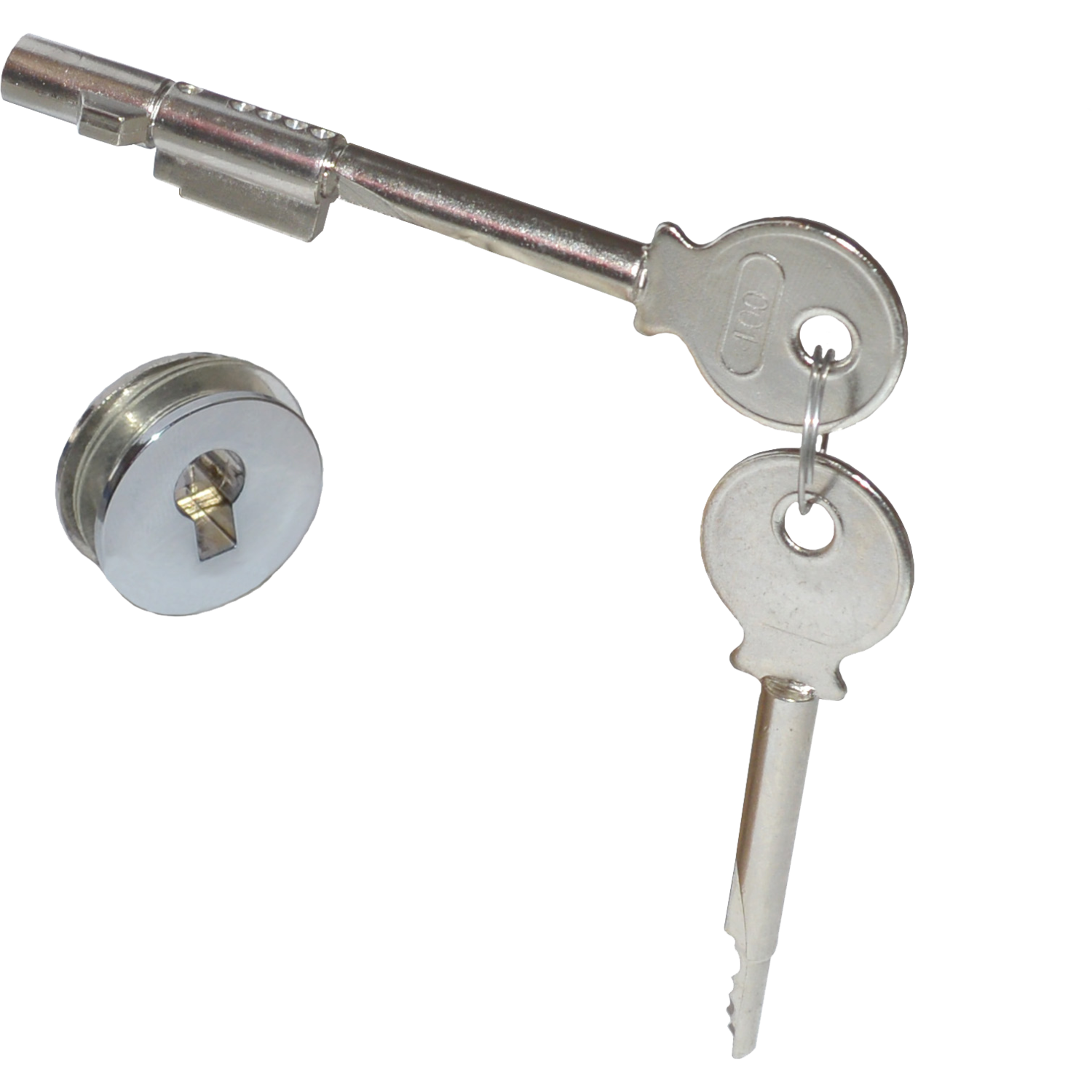 Steekslot voor glasschuifdeur 6-8mm chroom v.sl. kompleet met rosace