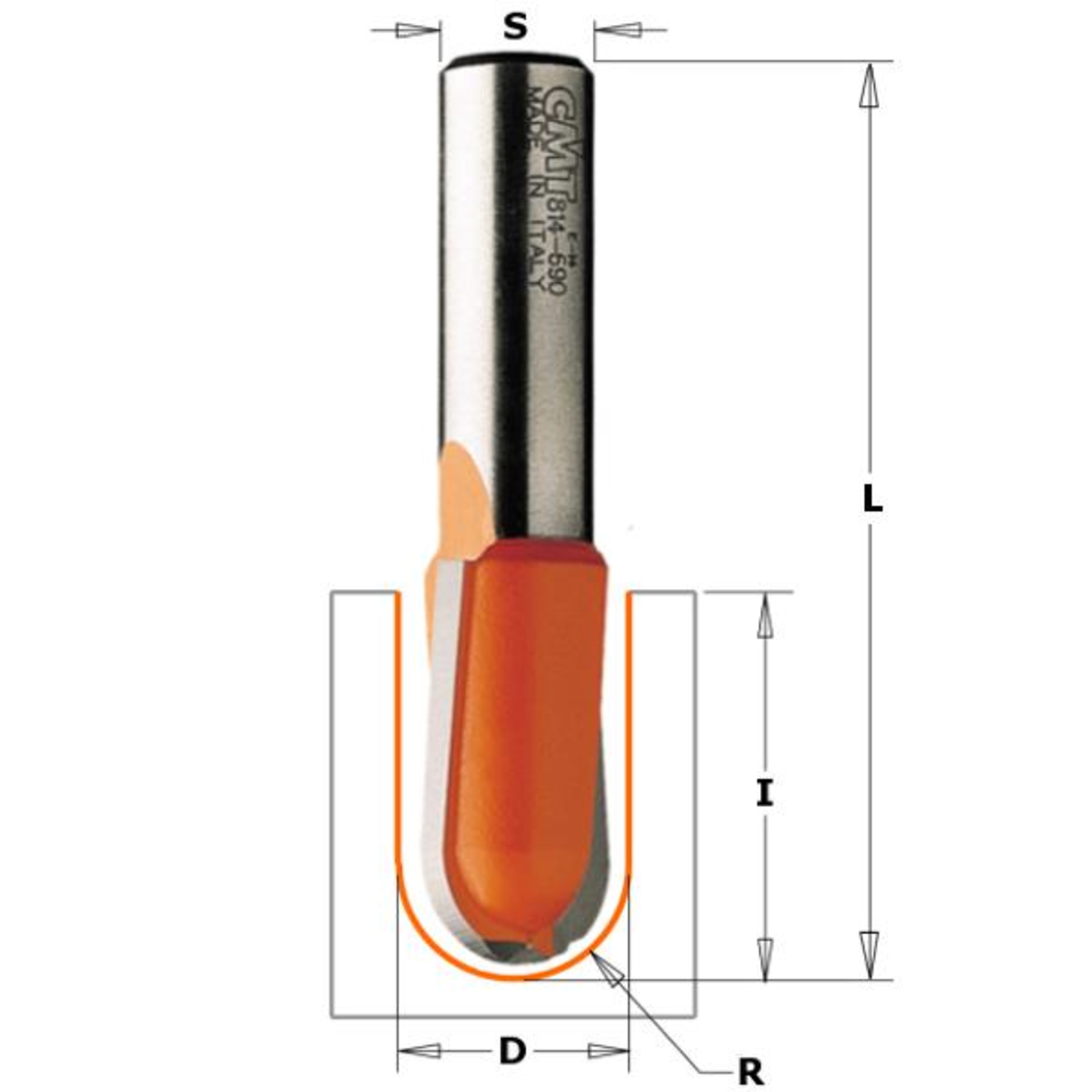 Bolle radiusfrees l=63.5 s=8 r=9,5 d=19 i=25mm hw