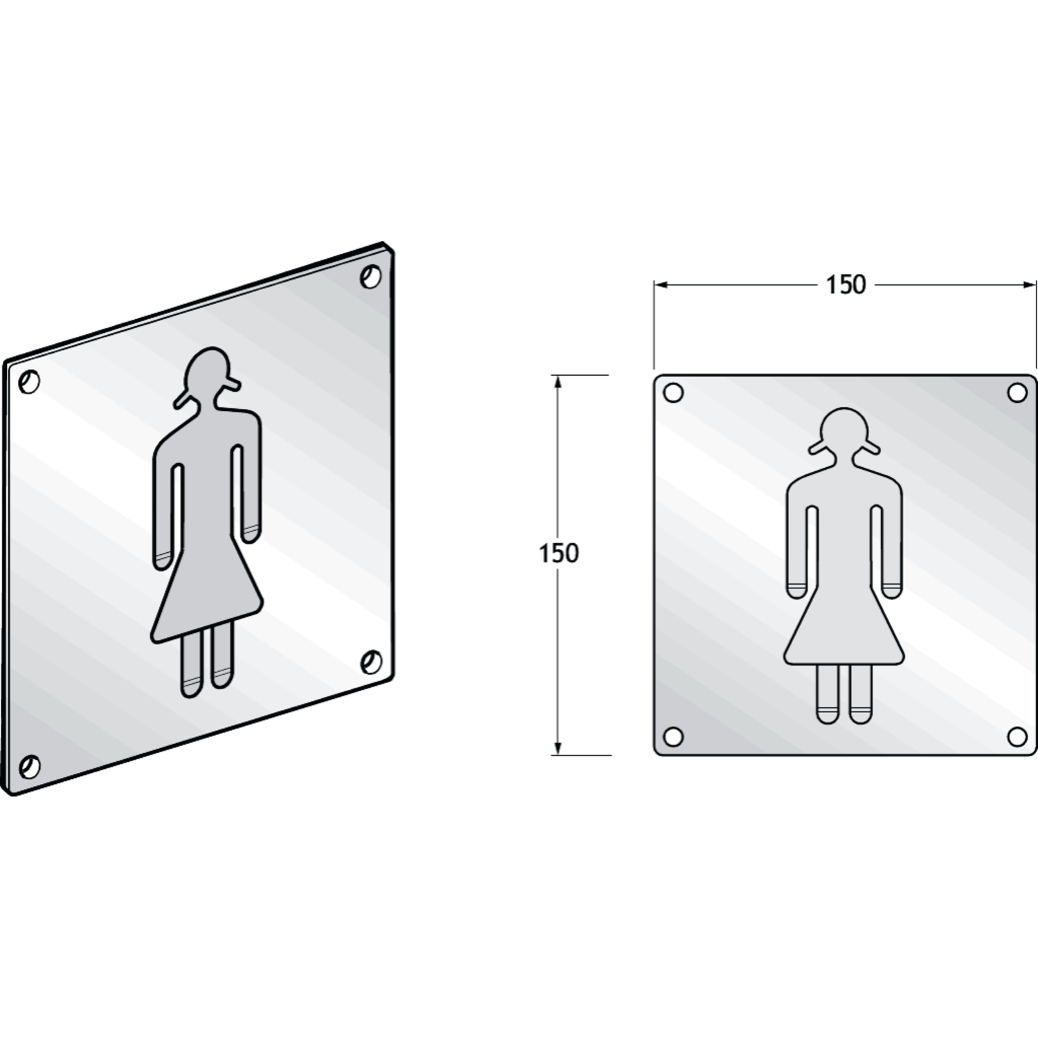 Pba 500-rvs sat. pictogram vrouw