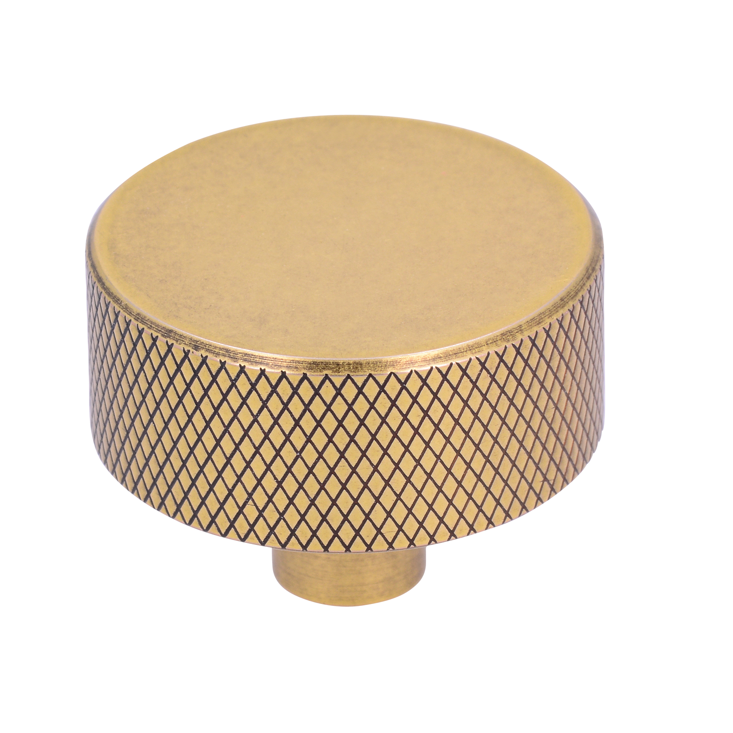 Knop 33mm alu geribbeld vintage gold