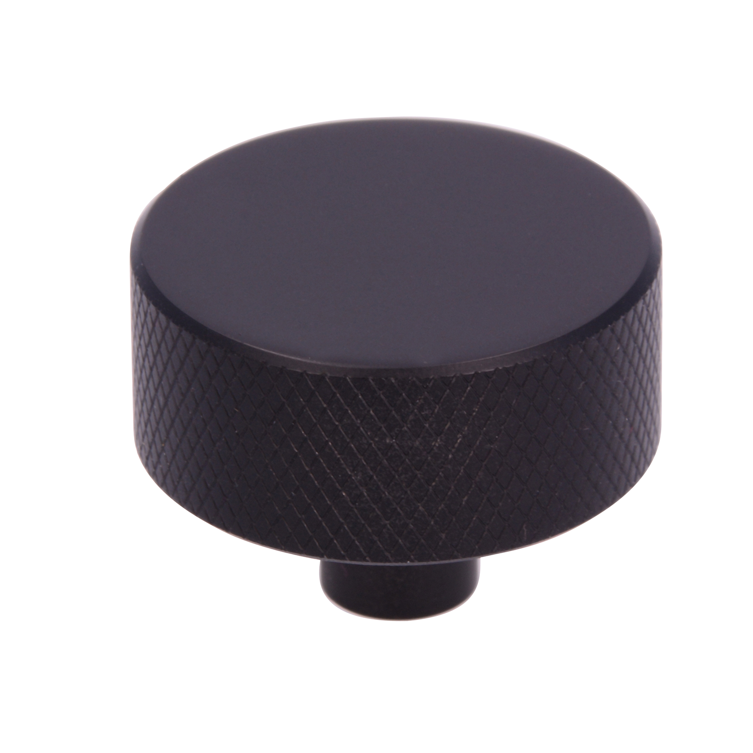 Knop 33mm alu geribbeld mat zwart