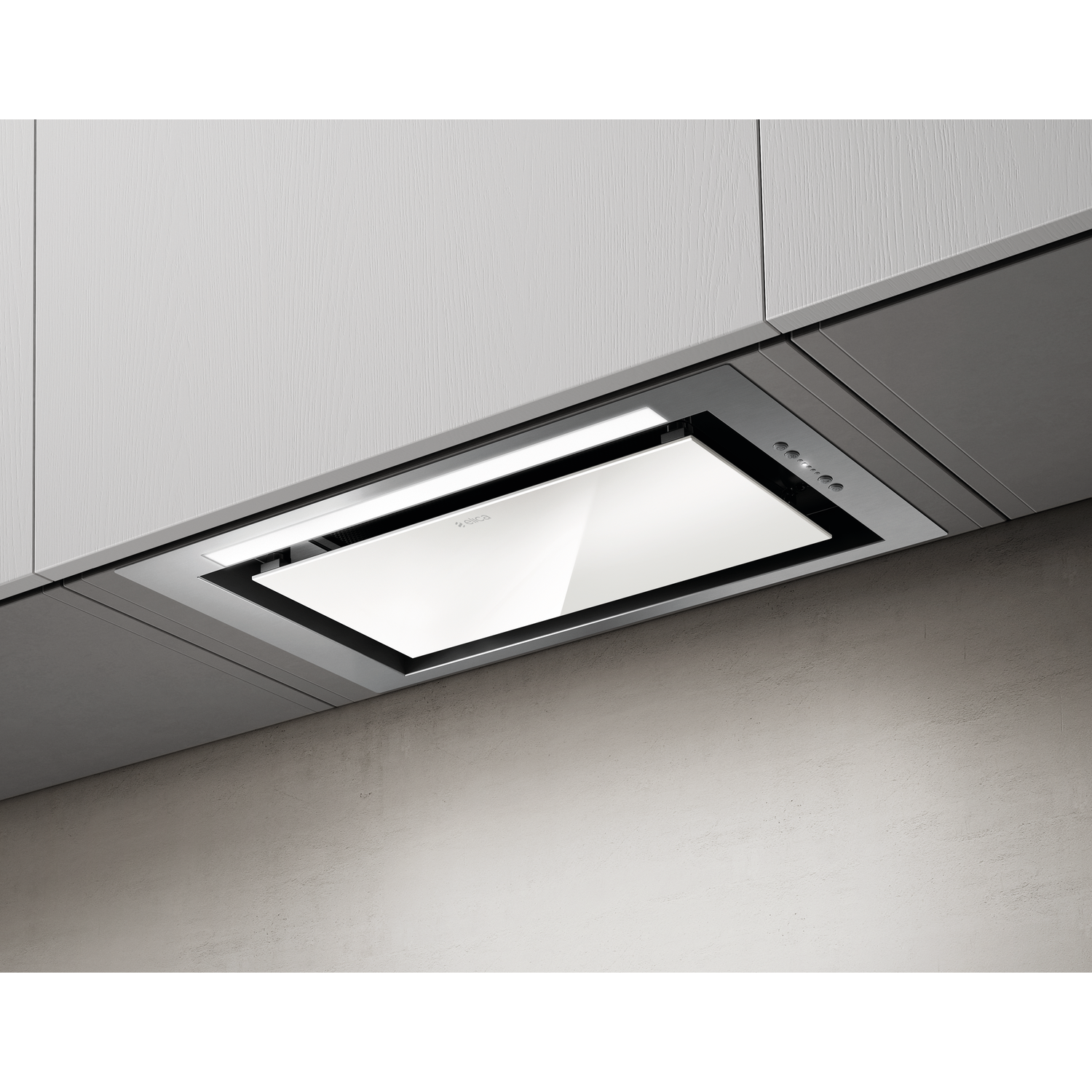 Hidden inbouw afvoer rvs+wit glas 90 cm