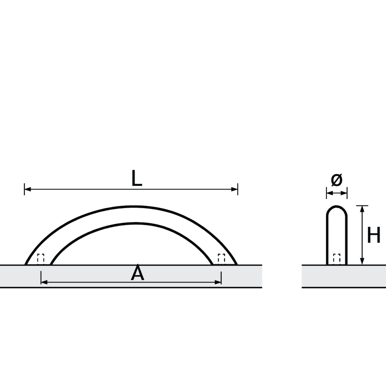 Greep Vada, boorafstand 64, L 75 mm, H 30 mm, ø 10 mm, roestvrij staal geborsteld