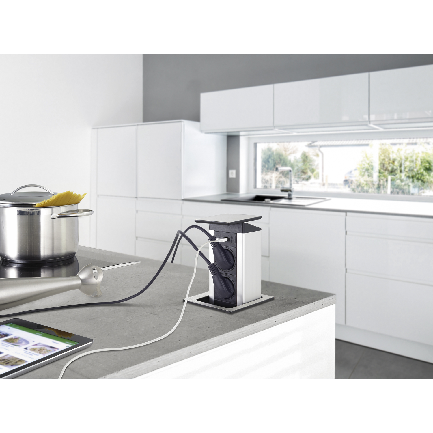 Evoline port push cuisine rvs nl-d-l3 stopcontacte 3 stopcontacten