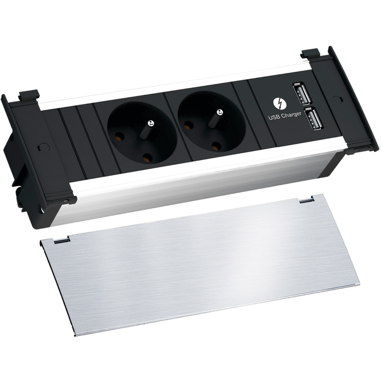 Kapsa rvs-look 3 stopcontacten d-nl-l +usb charger