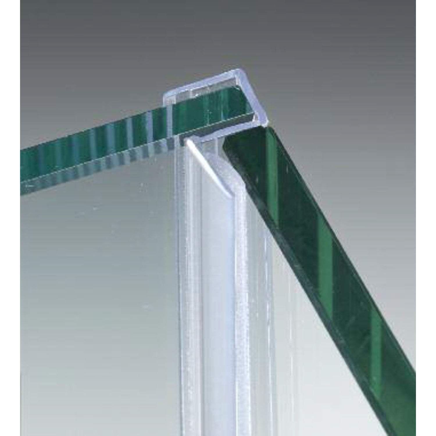Dichting met aanslag met hoek van 90°, voor 6/8 mm glas, L2200, transparant