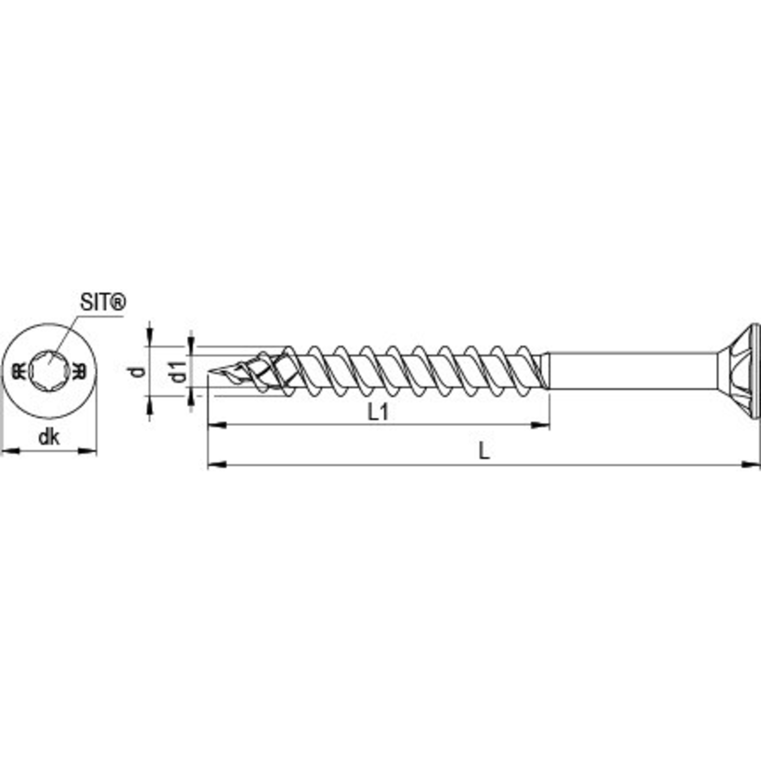 Vezelplaatvijs DNS PK TORX met verzonken kop 5 x 60