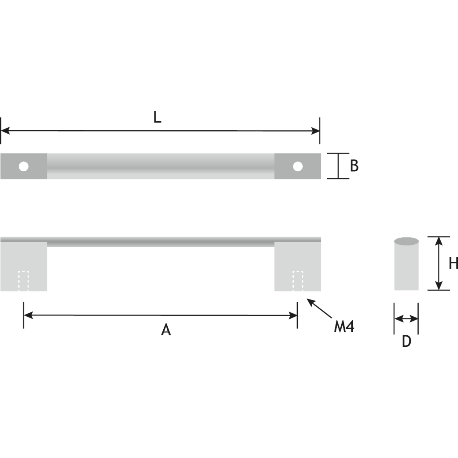 Profielgreep l.809mm (2x392) alu