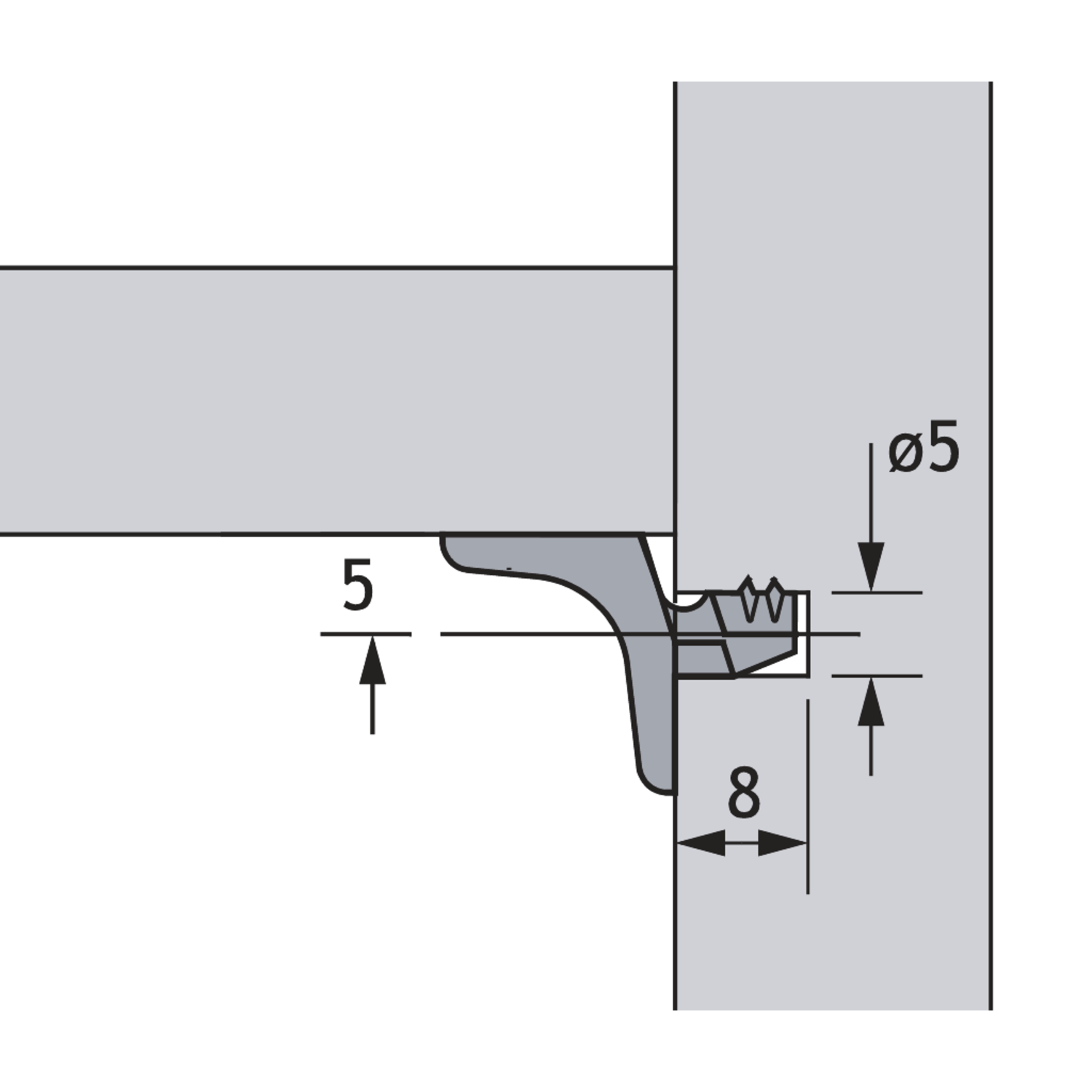 legplankdrager Sekura 2, ø 5 mm, Spuitgietzink vernikkeld