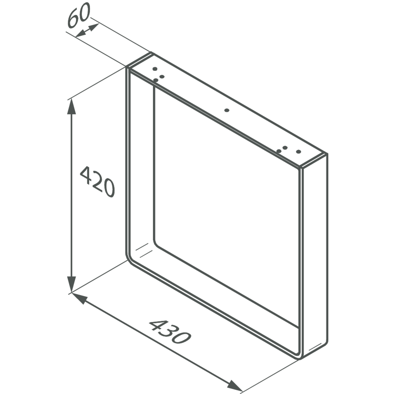 U-poot bank chroom h=420mm/b=430mm