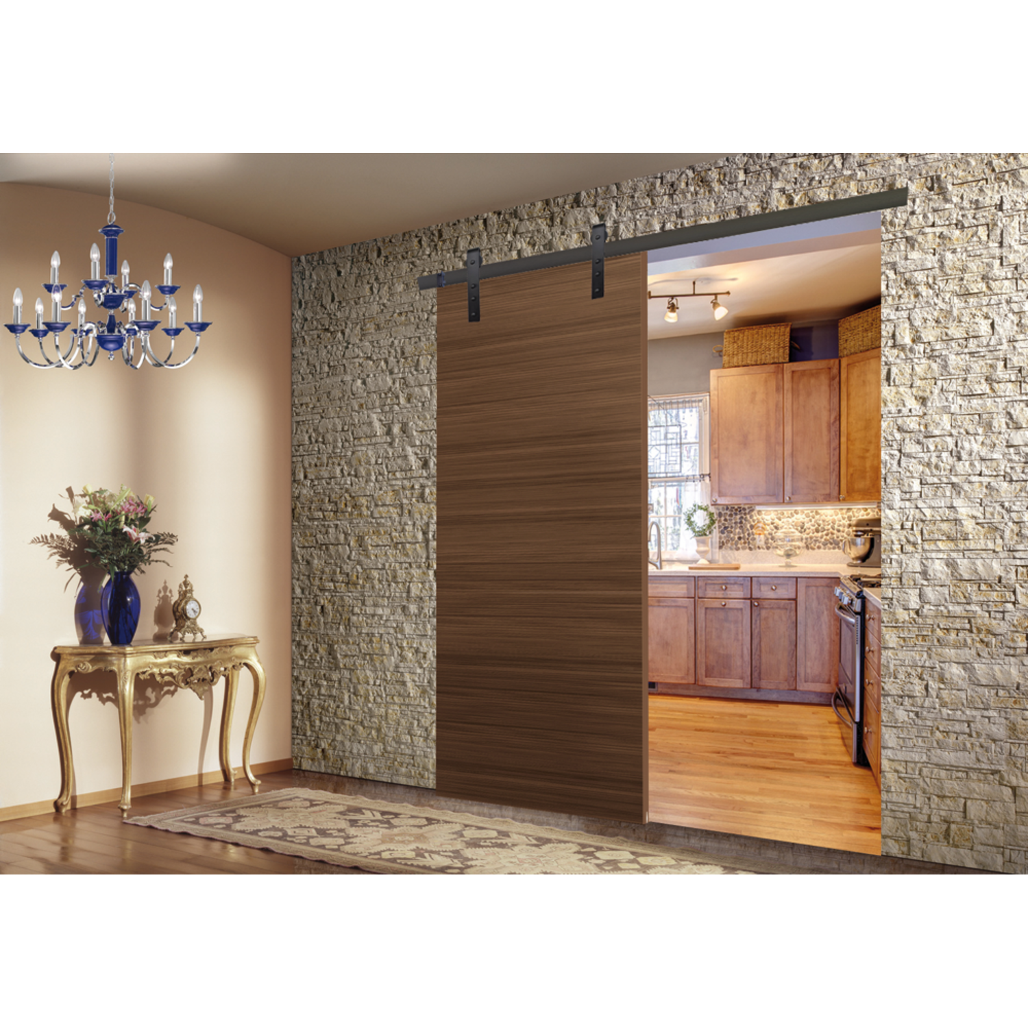 Casa schuifdeurset staal zwart 100kg l.2100mm voor deurbladbreedte 910-1000mm
