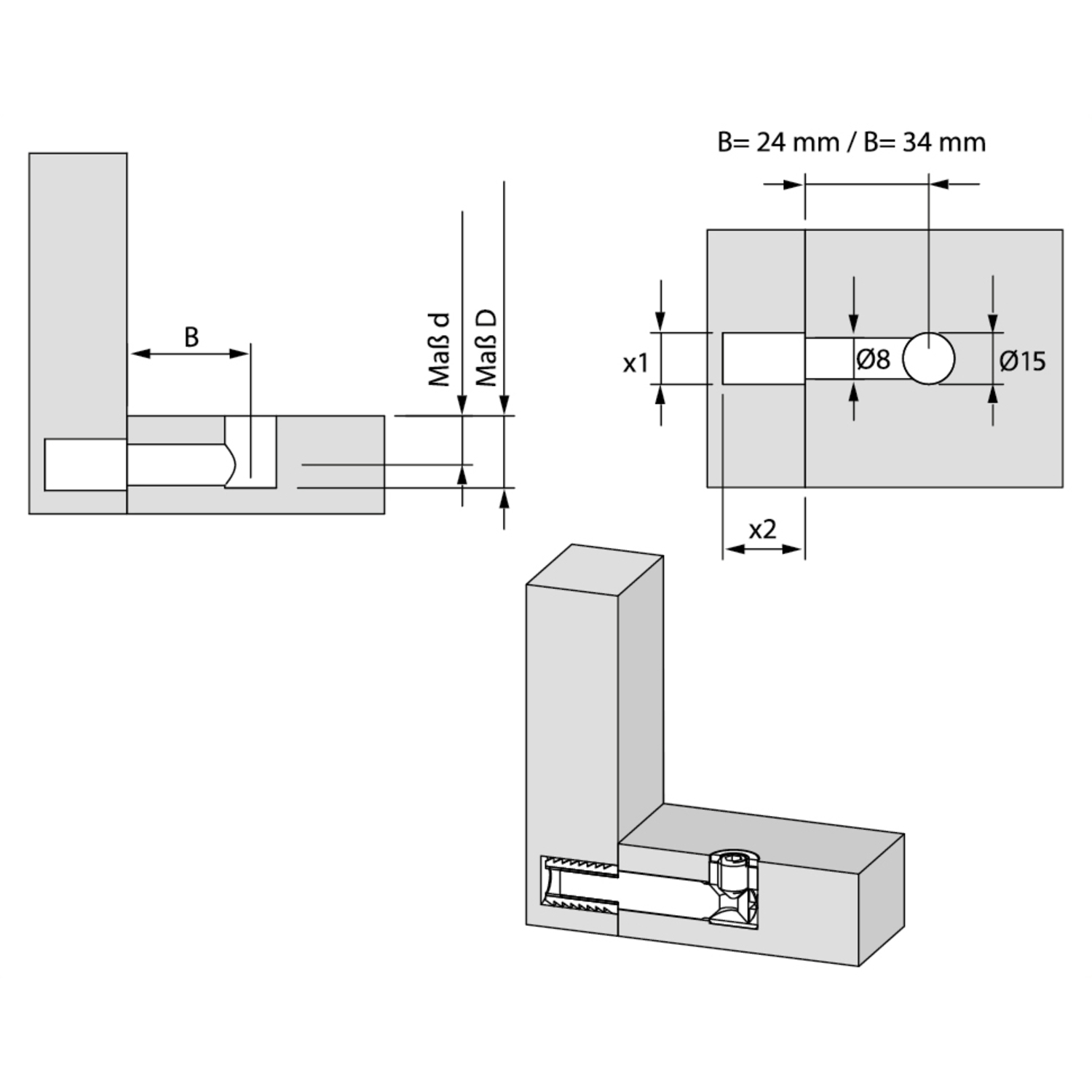 FF verbindingssysteem behuizingué staal 12x7.5mm