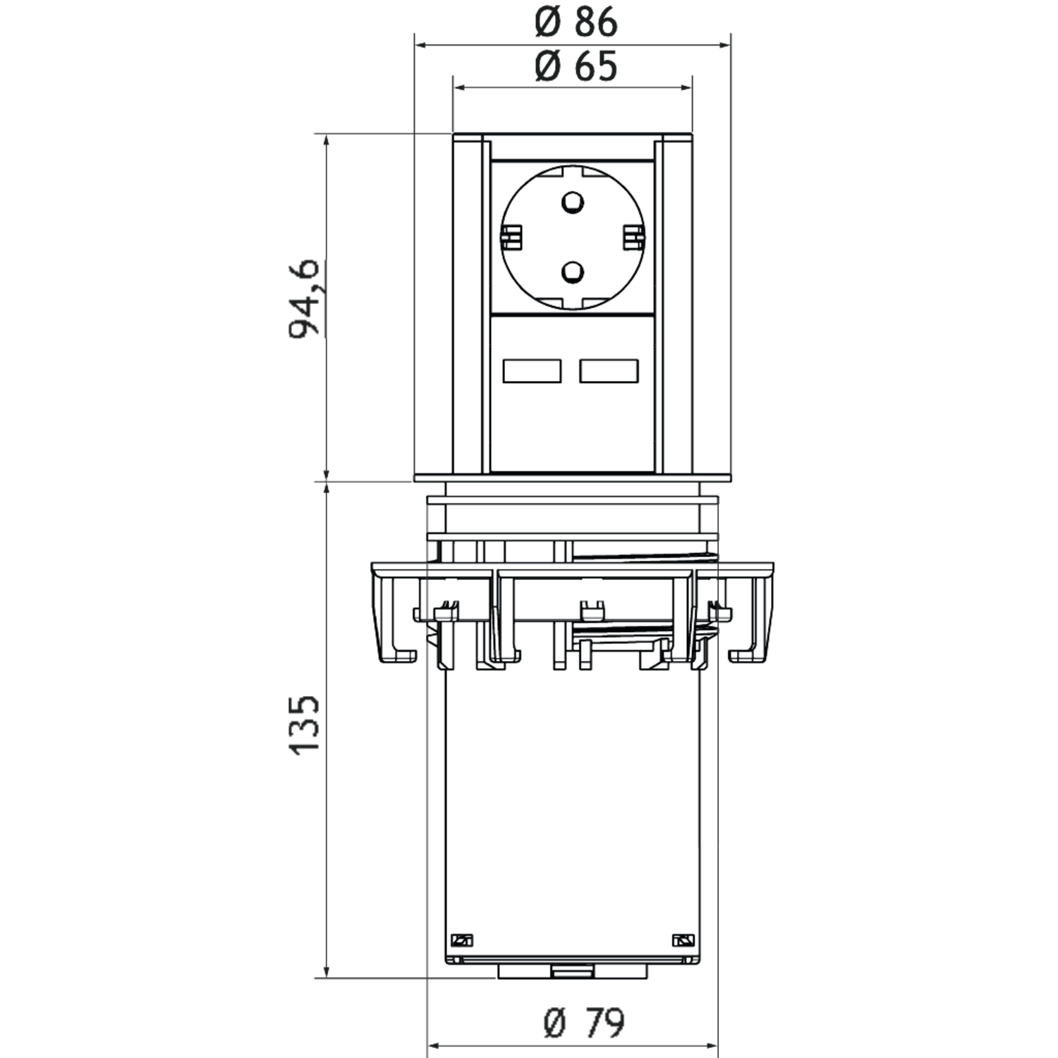 Elevator rvs-look b-f 1 st+usb charger