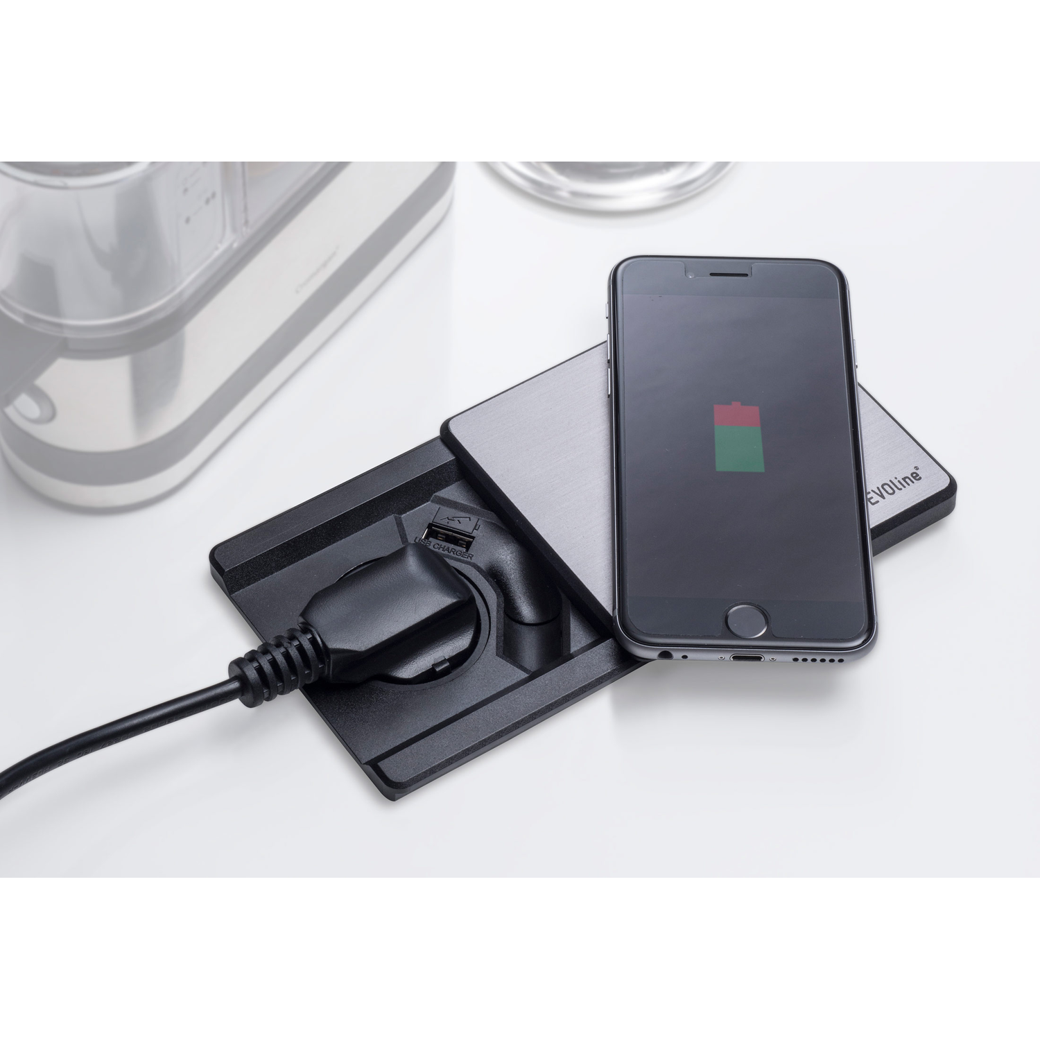 Evoline square 80 qi b/f + usb lader zwartmet indu met induktief laadstation