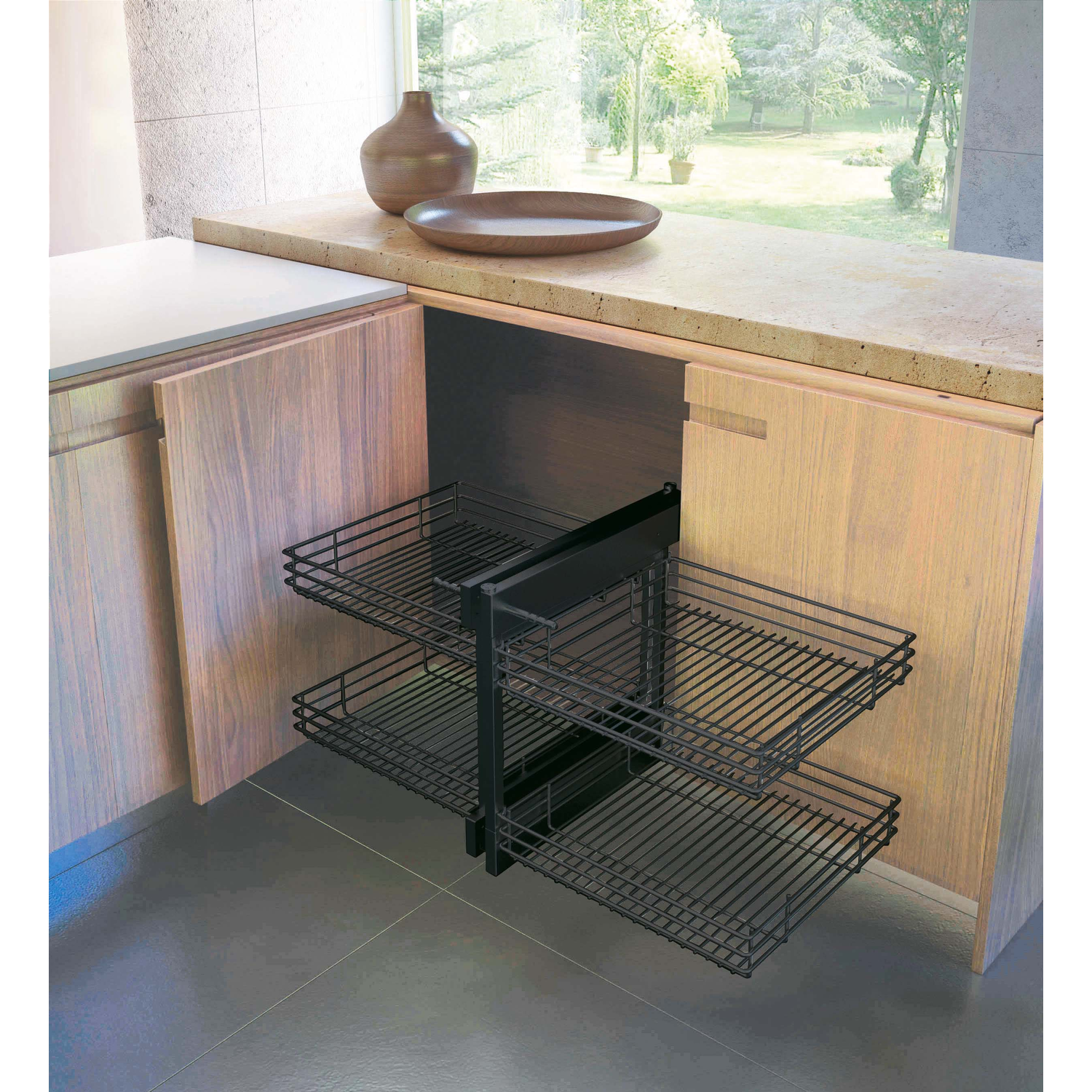 Rational corner d Soft Close 450mm li antraciet + 4 draadmanden antraciet