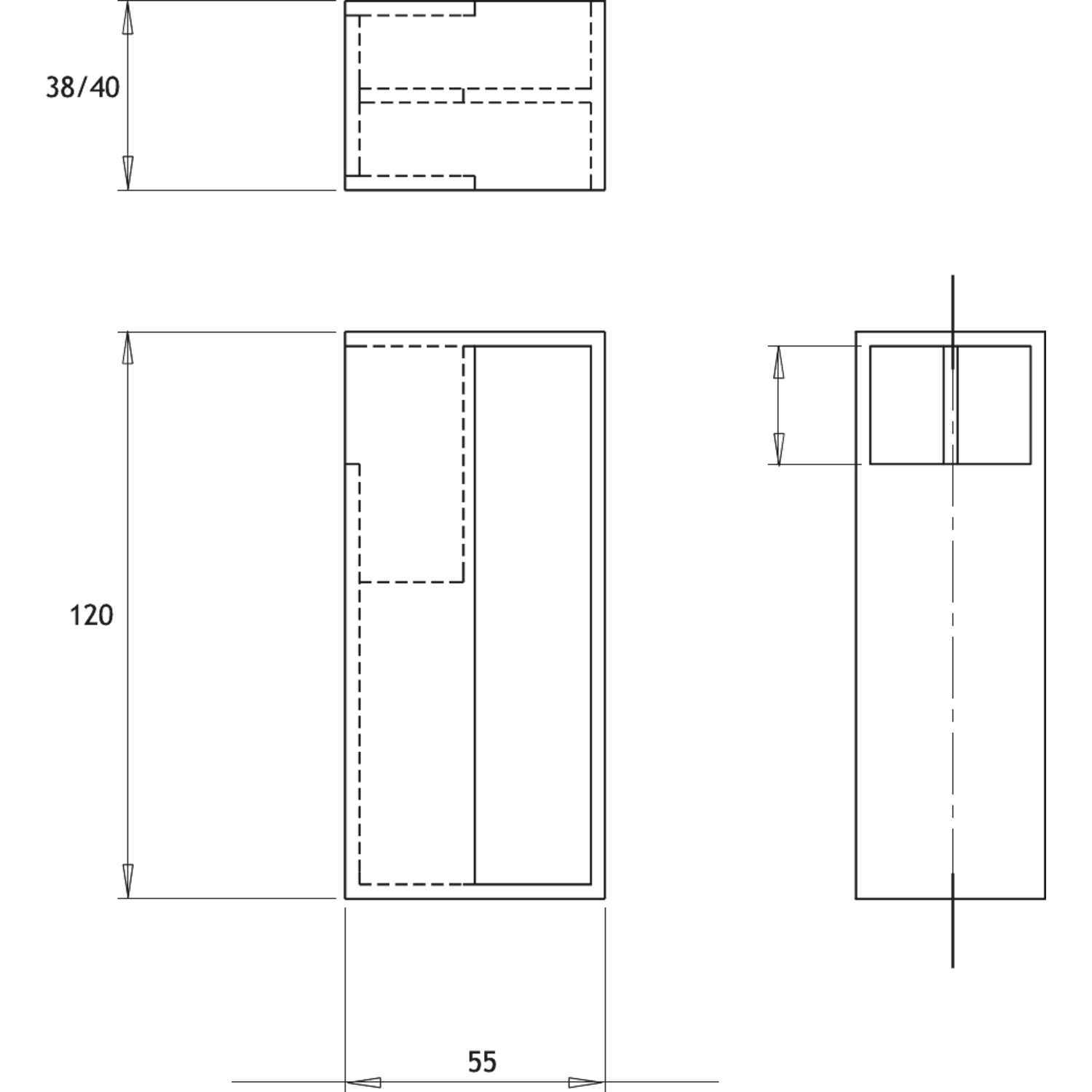 Schuifdeurgreep kube 120x55x40mm rvs - gesloten