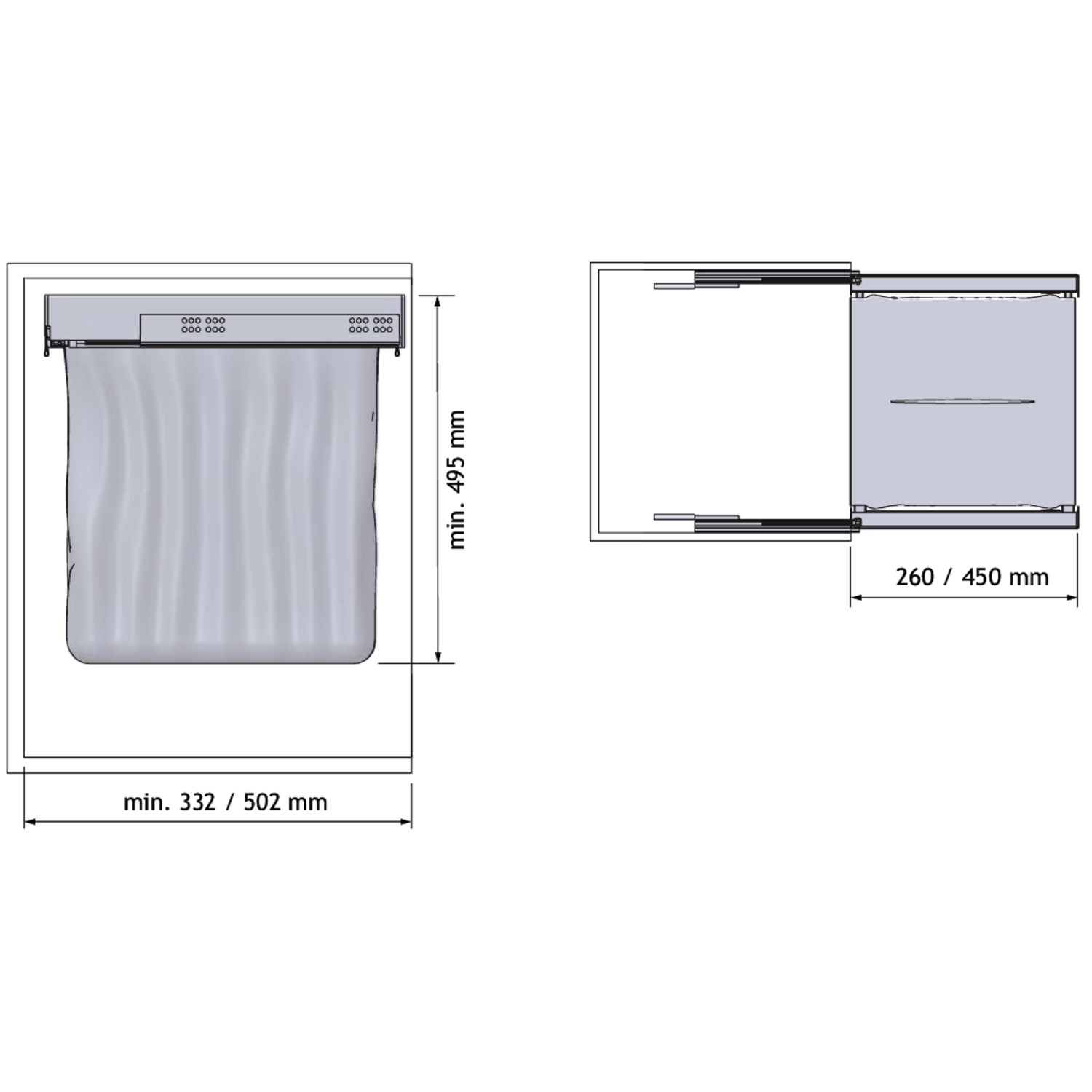 Chic line wasmand antraciet b.500-550  d.322mm