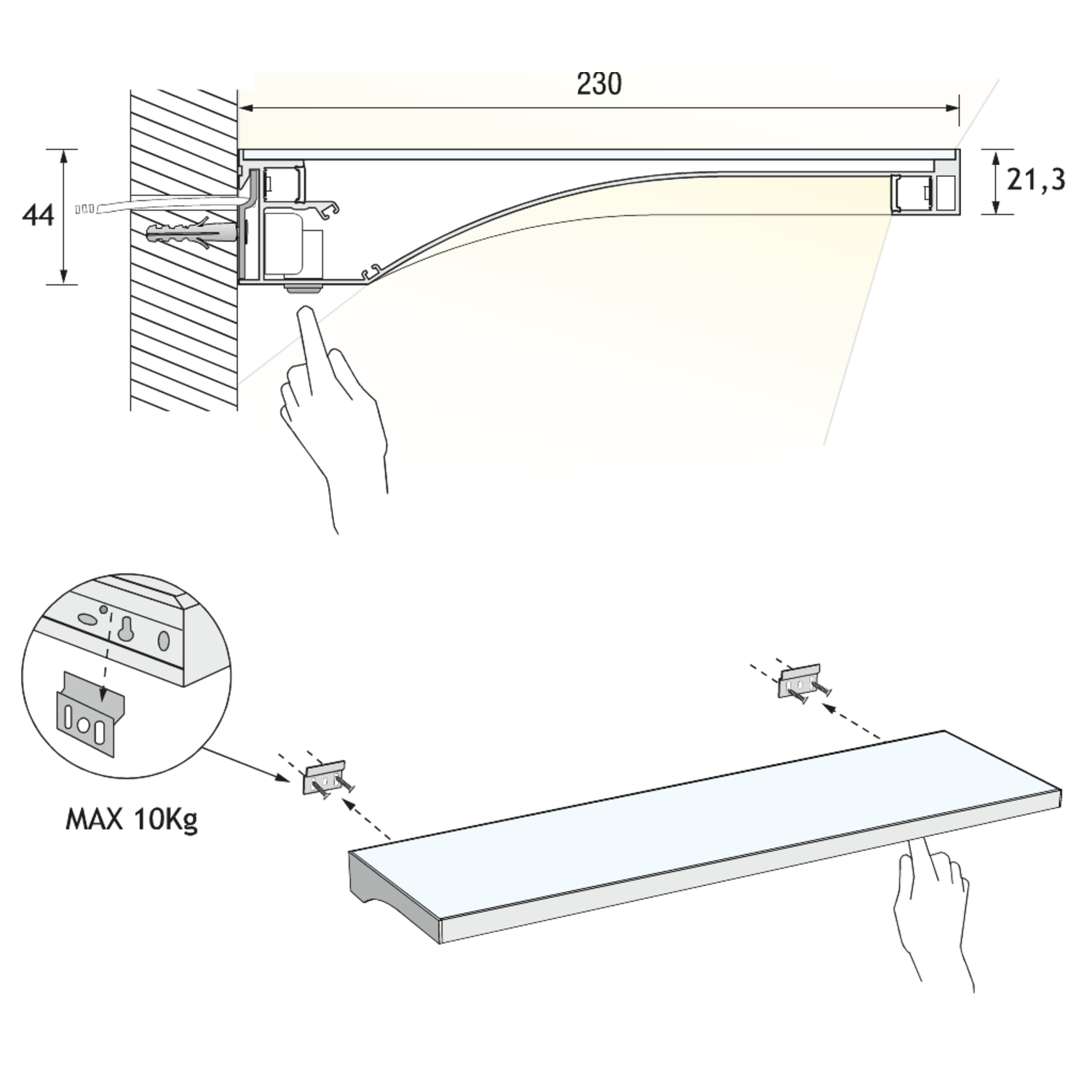 Teo Slim led glastablet 450mm 4.85W 4000K zwart