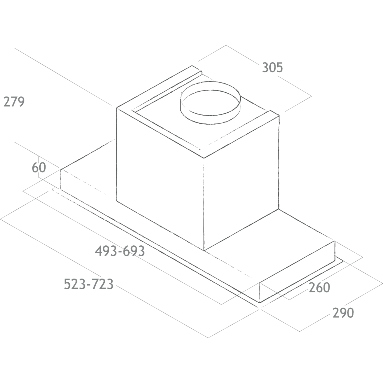 Hidden inbouw afvoer rvs+wit glas 90 cm