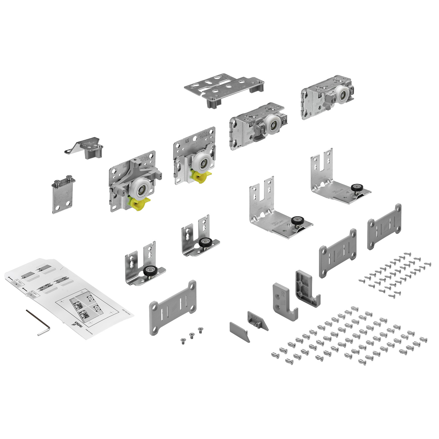 TopLine L, Set loop- en geleidingsdelen, 18 - 30 mm, 2-deurs, voorste deur links