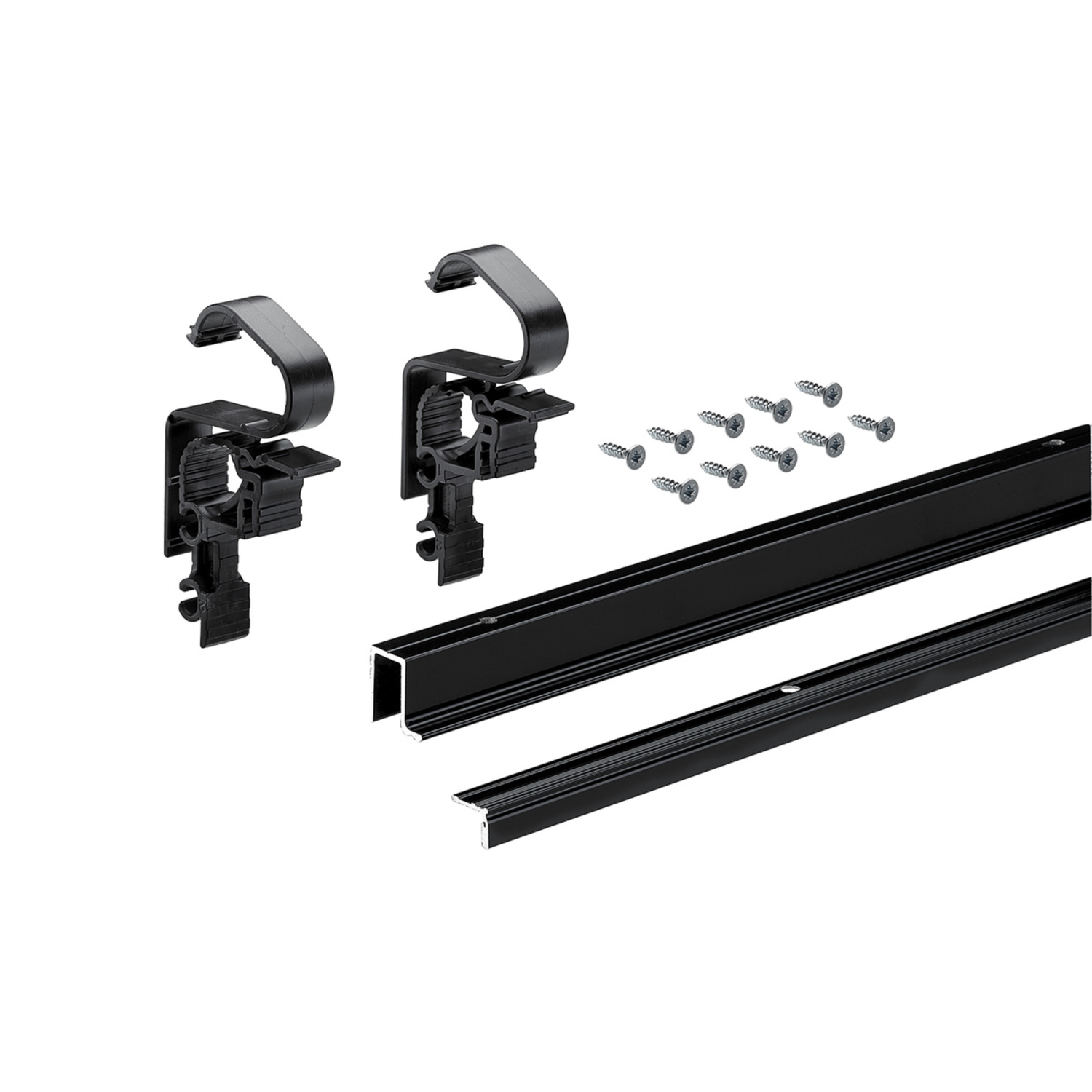 WingLine L, Profielset met geleiding onderaan, 2400, zwart gepoedercoat