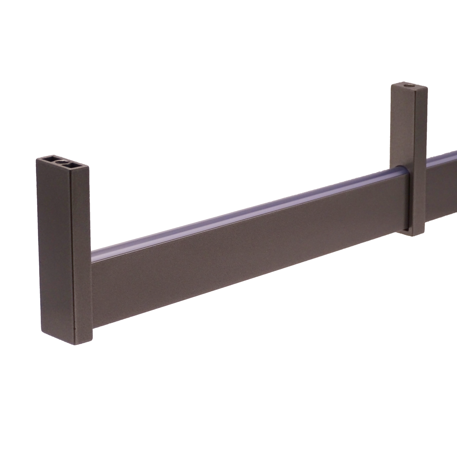 Kastbaar rechth. linear alu manganese 10x30x2500mm met plastic profiel
