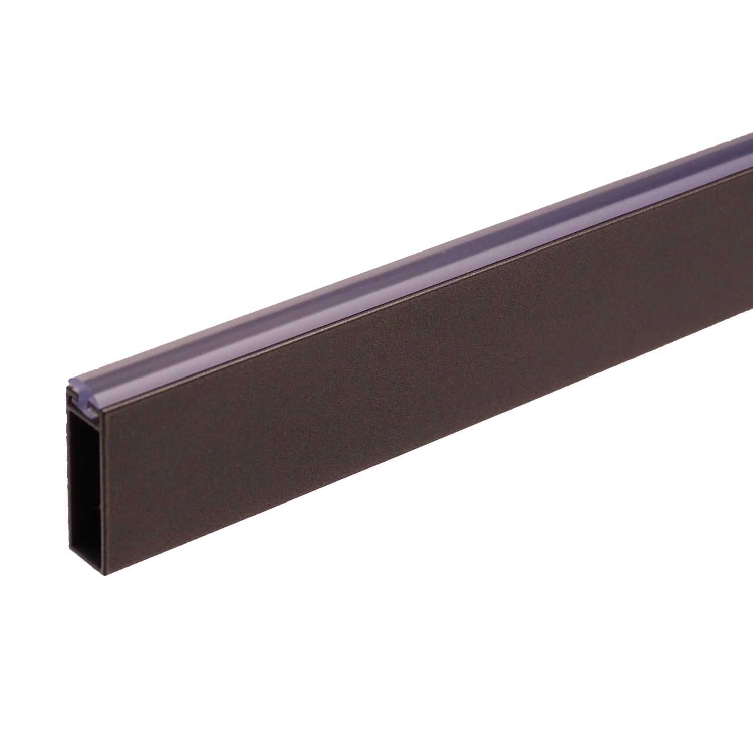 Kastbaar rechth. linear alu manganese 10x30x2500mm met plastic profiel