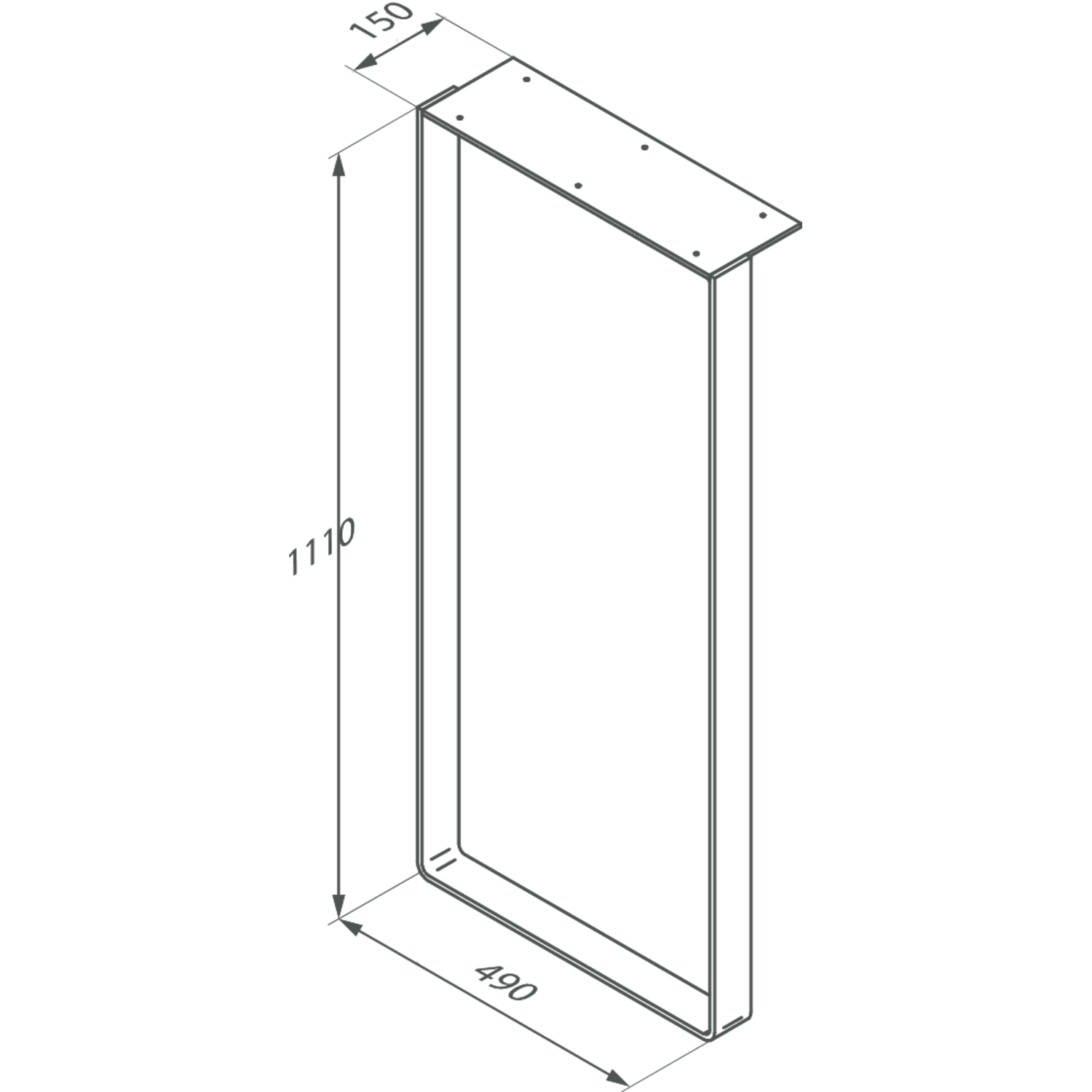 U-poot bartafel chroom h=1110mm/b=490mm