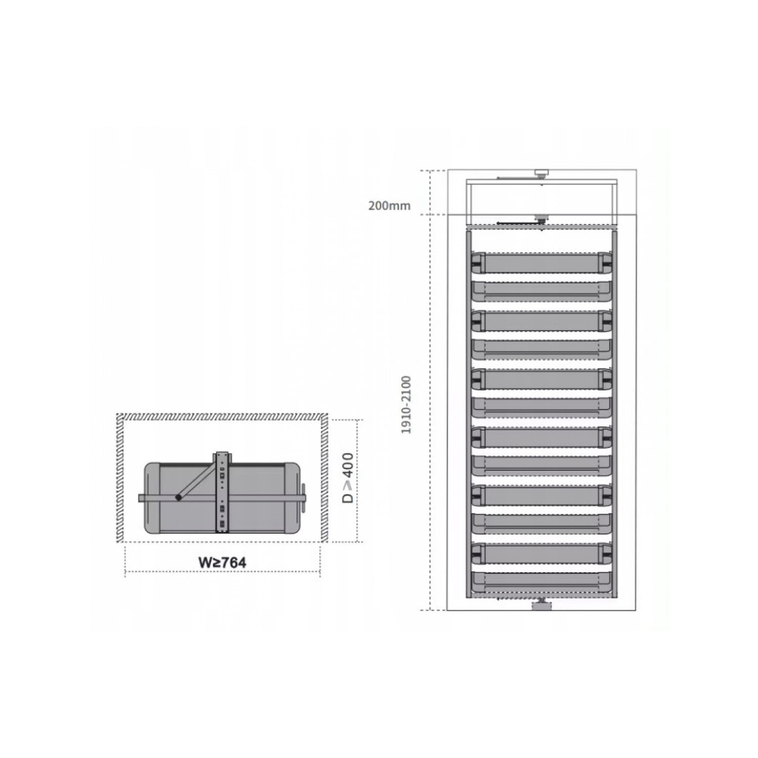 Schoenrek 360° draaibaar 2100mm