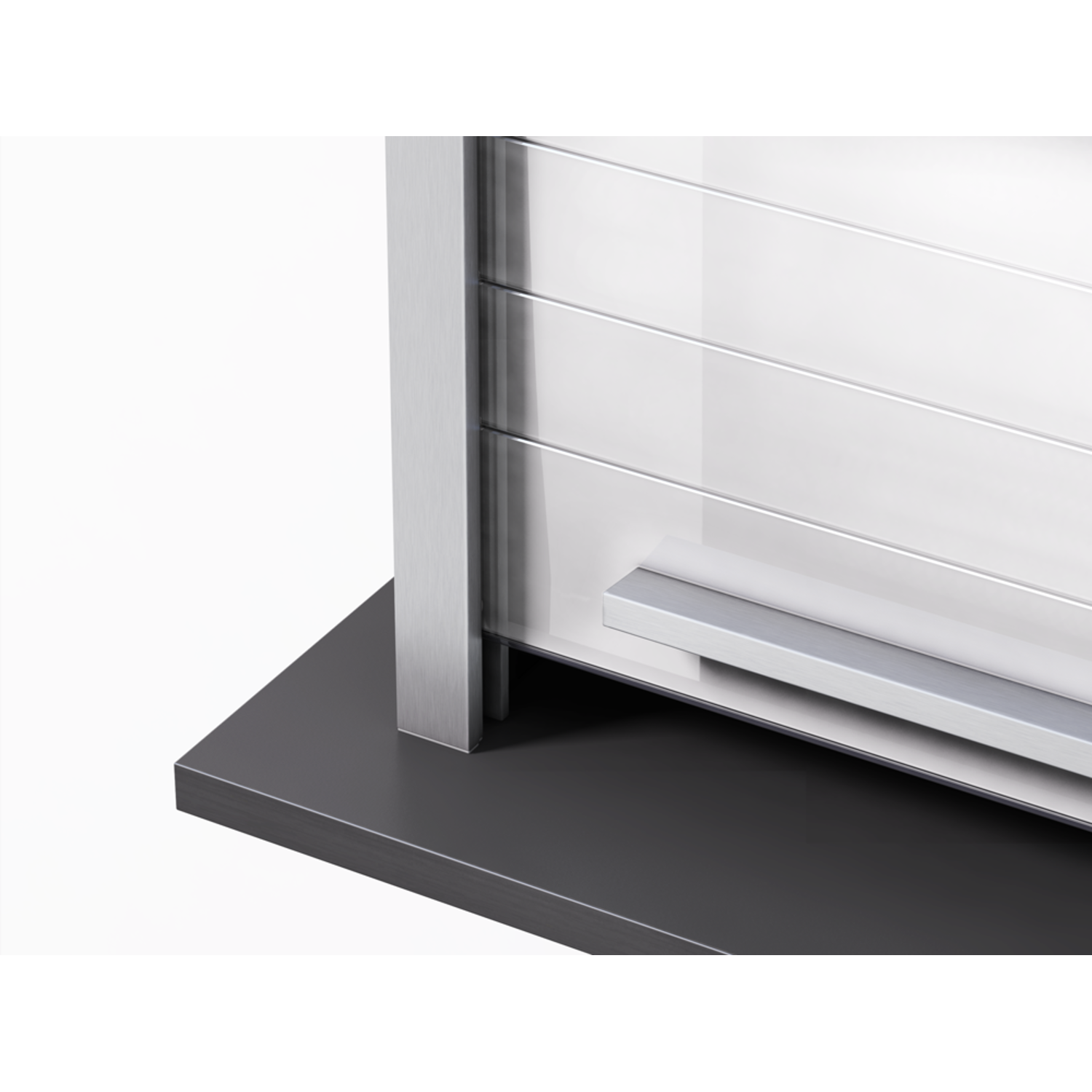 Quasar Reflex glas-rolluik 600 x 1500mm wit gelakt rvs-look voorliggend