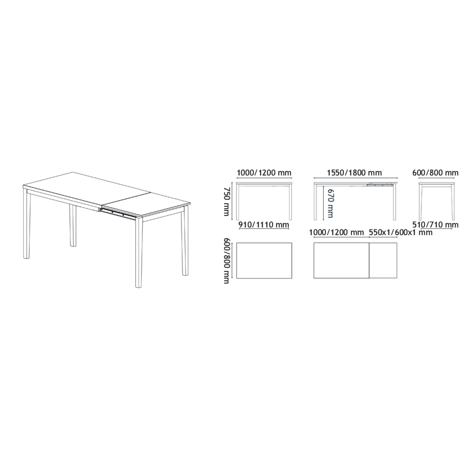 Tafel uitsch. Toy 120x80 wit-glas antraciet