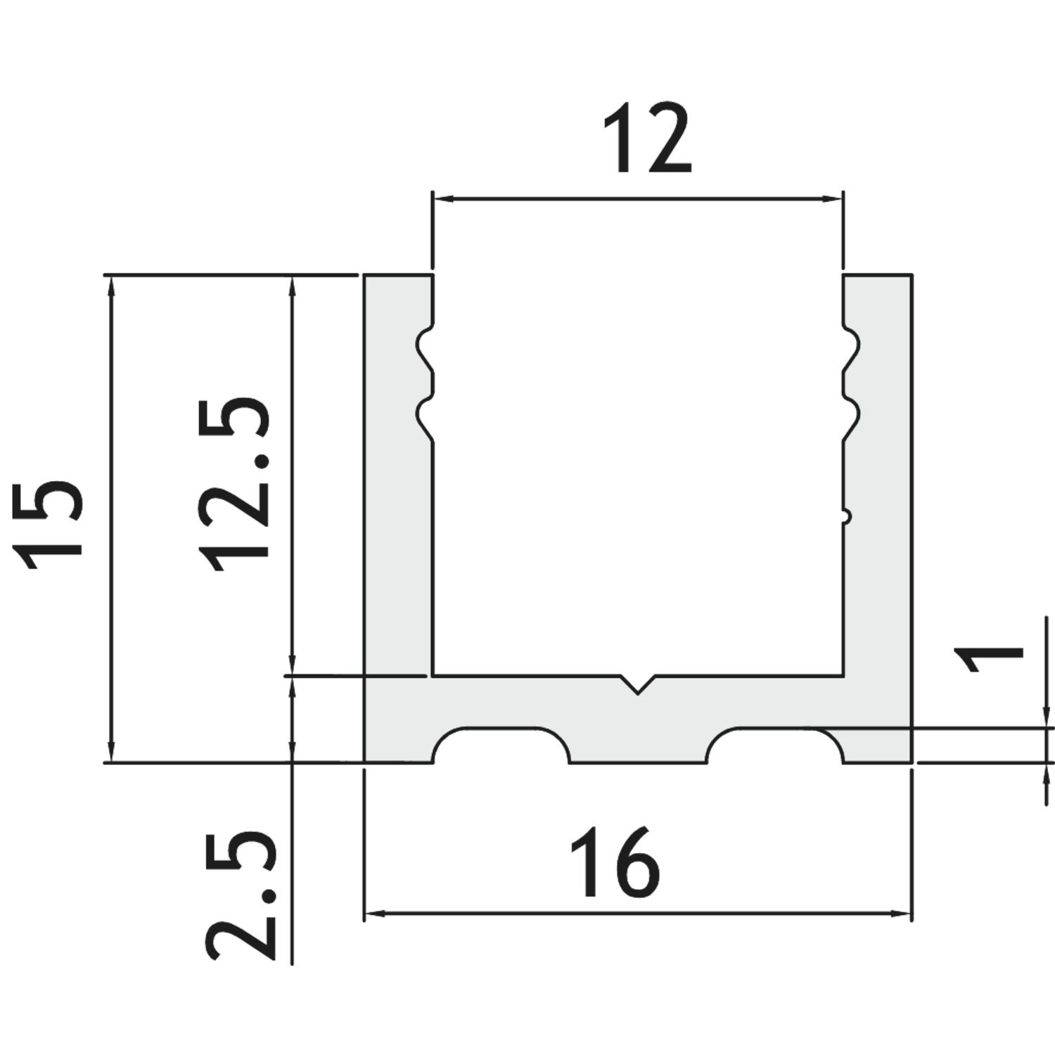 Zijprofiel voor vast glas l 3000mm alu rvs look