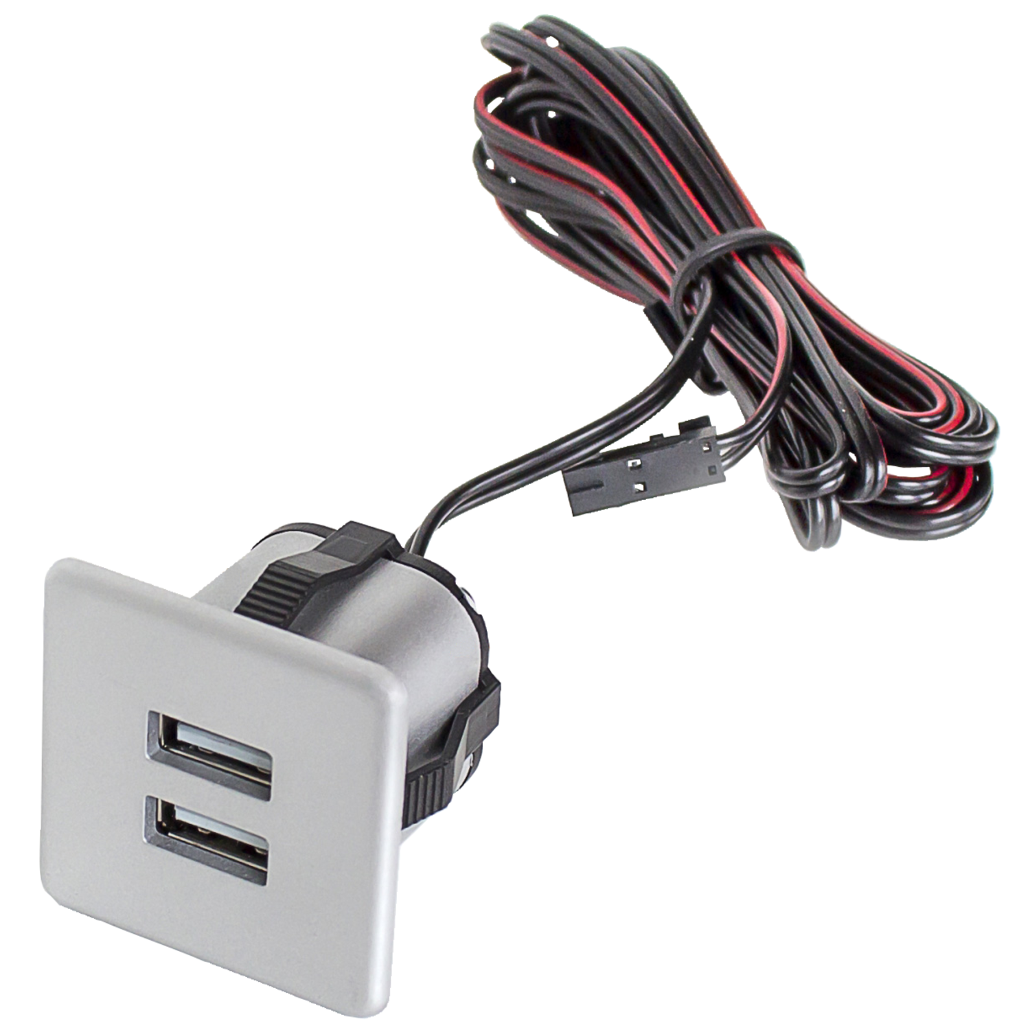 Inbouw usb (2x) lader  grijs 36 x 36 mm + transfo