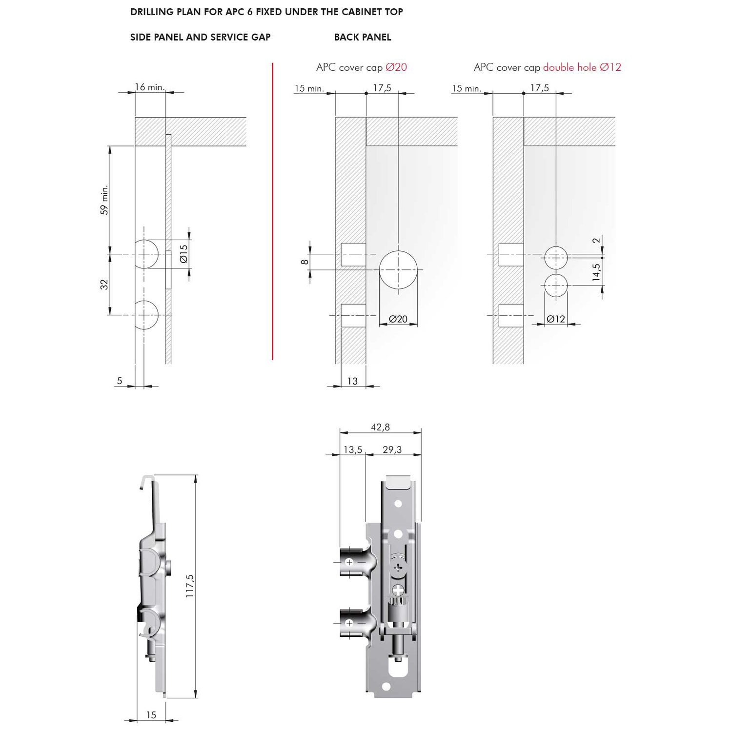 Kastophanger APC6 rechts met drevels