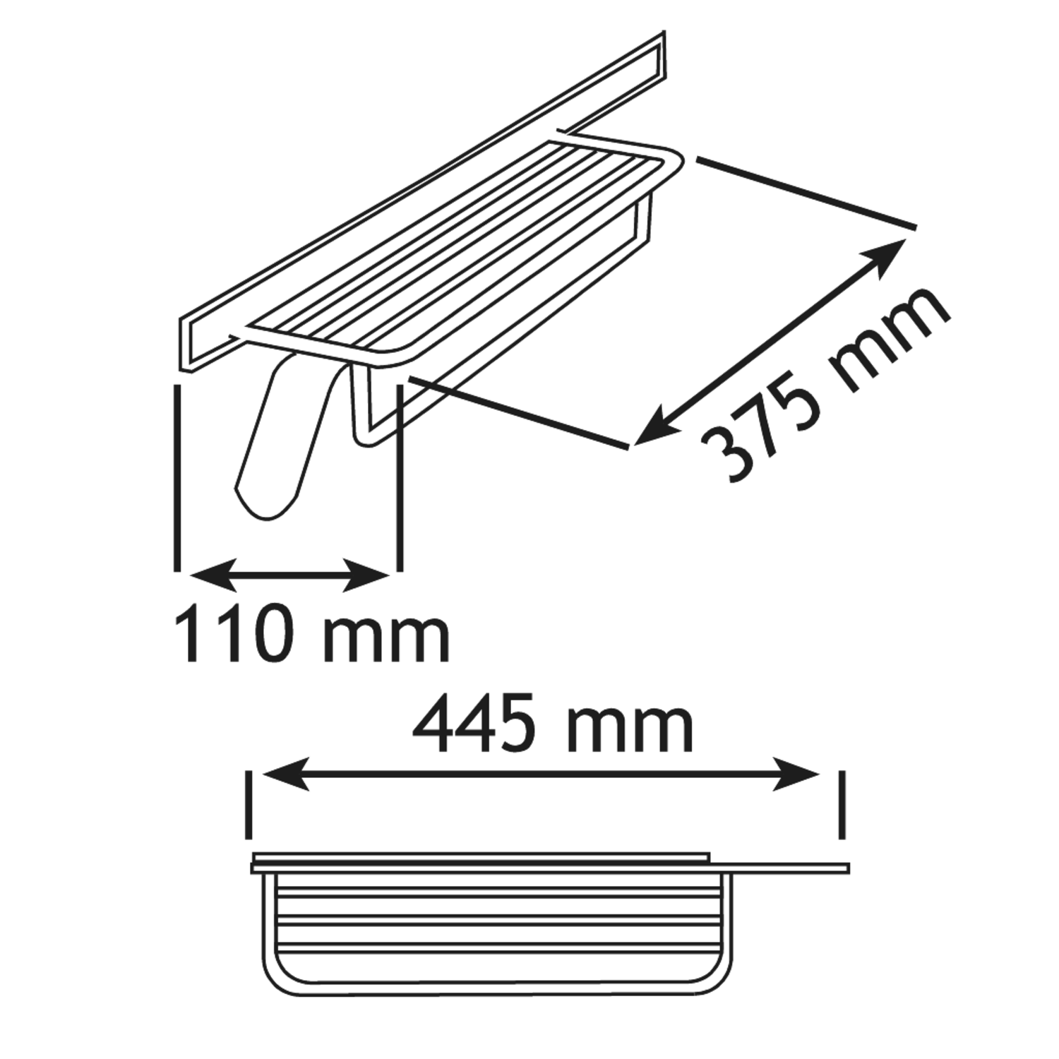 Dassen-en riemenh.d45x11cm chroom uittre