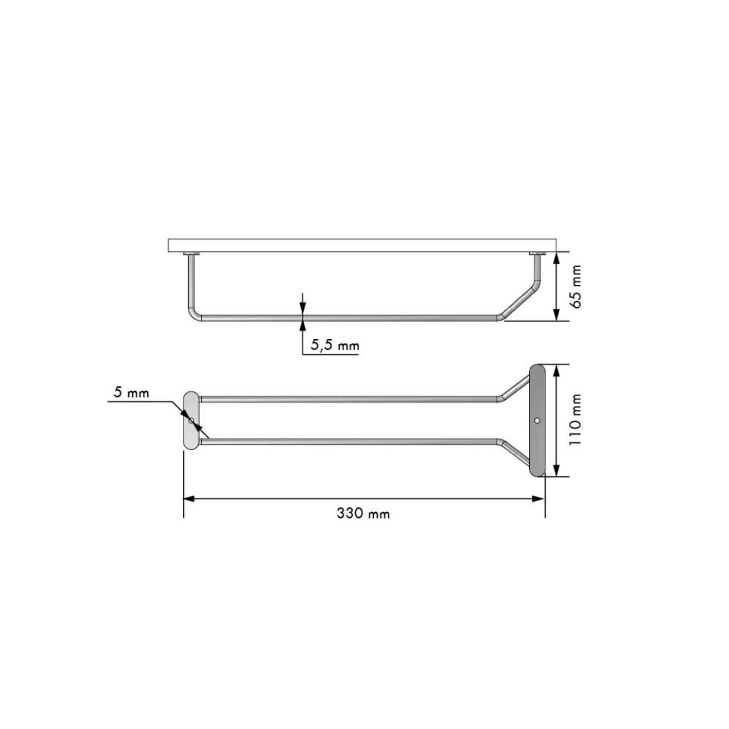 Mc-line houder voor glazen 342mm chroom